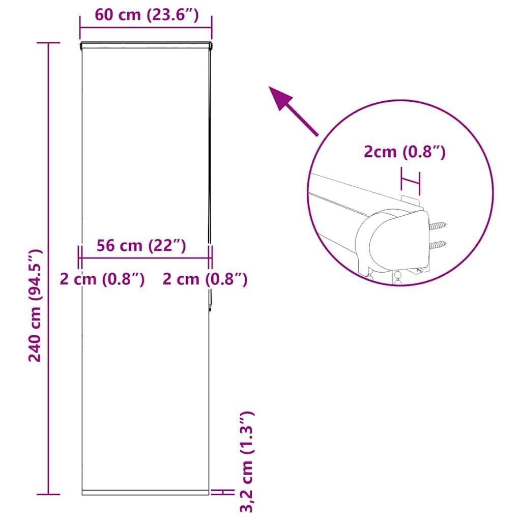Tenda a rullo per doccia con cassetta, 60 x 240 cm, larghezza del tessuto 56 cm, PEVA, impermeabile, per protezione della privacy in bagno, montaggio a soffitto, con cassetta avvolgibile