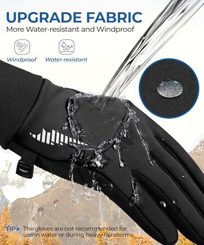 rivmount Water-Resistant Winter Gloves Touch Screen, Women Men Thermal Warm Gloves Suit for Cold Weather Running, Cycling, Hiking, Bike, Ski, Snow, Driving, Work, Outdoor Black Size L