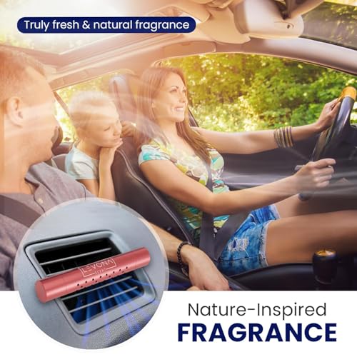 Image of Levona Scent Car Diffuser Vent Clip: Car Air Fresheners with Perfume Essential Oil Sticks - Car Scents Accessories for Men and Women - Sleek Modern Cylindrical Design (Red)