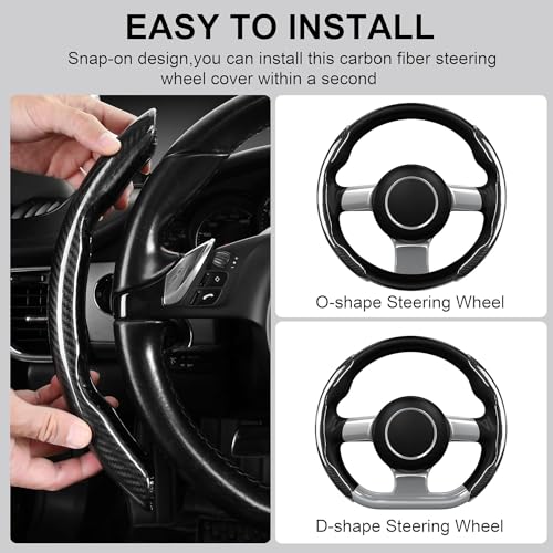 Image of Universal Carbon Fiber Car Steering Wheel Cover Anti-Skid, Butterfly Steering Wheel Cover, Non-Slip Segmented Steering Wheel Protector, Fit for 99% Cars, Car Interior Accessories.