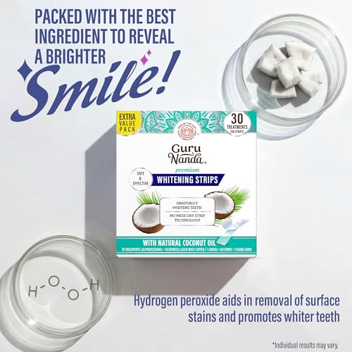 Image of GuruNanda Teeth Whitening Strips Kit - 30-Day Treatment with Non-Slip, Dry Strip Technology - Whitening Designed with Care for a Brighter Smile