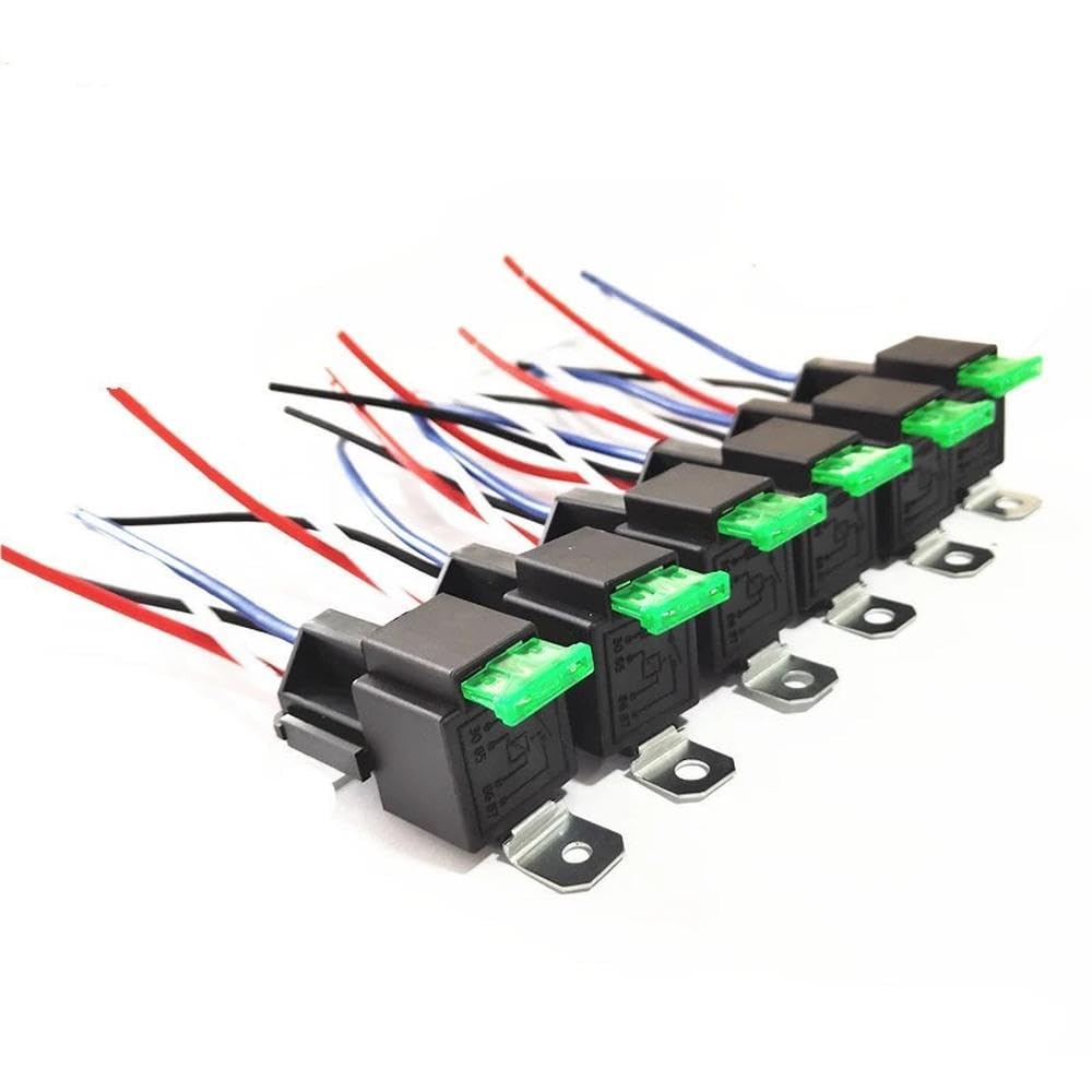 autopartes Relé De Coche De 6 Uds 12V/24V 30A 4 Pines 5 Pines Con Placa De Seguridad Relé De Dispositivos De Control Automotriz(6Pcs 24V 5Pin)