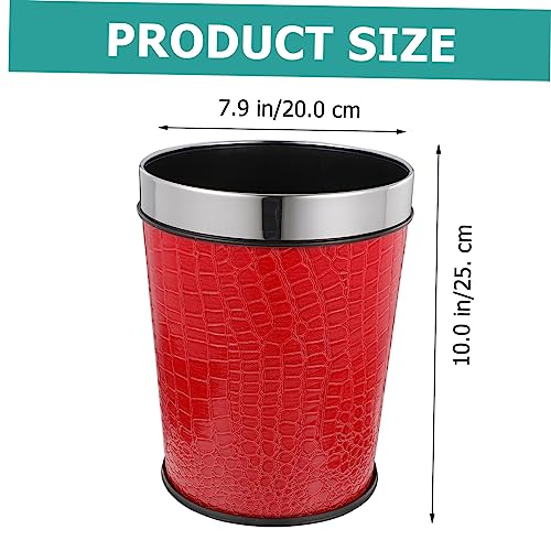 Caneca de basura rectangular sin tapa rojo para baño y cocina miniatura 3
