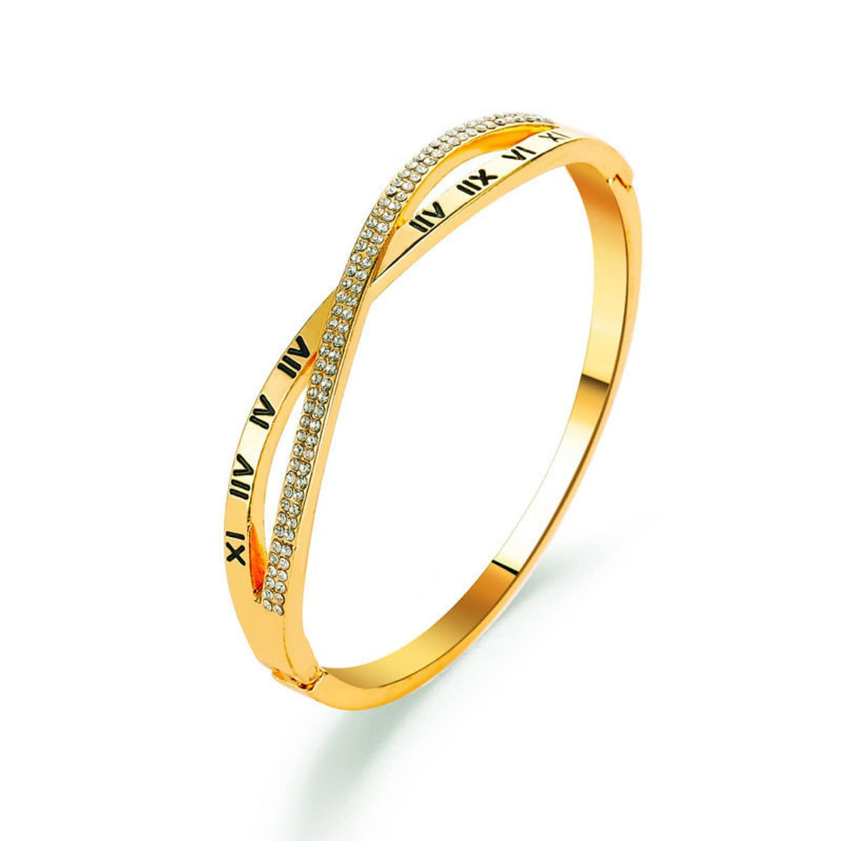 Jewels Galaxy Gold Plated Roman Numbers engraved Stone Studded Korean Bracelet For Women and Girls (MYN-BNG-17187) (B0BRBGWX11) Amazon Price History, Amazon Price Tracker