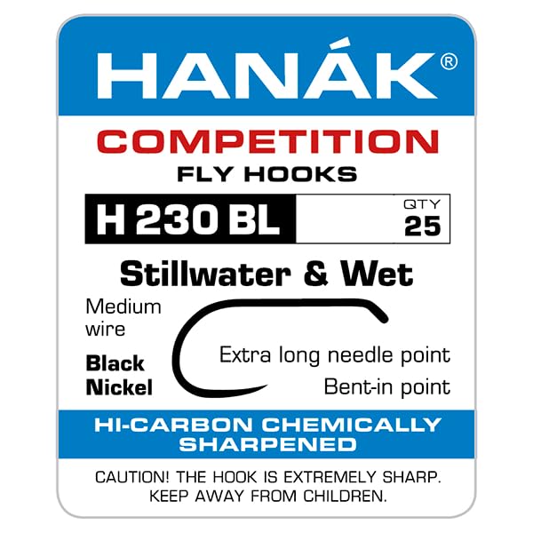 Montana Fly Company Fly Tying Hanak H 230BL Barbless Stillwater & Wet Fly Hooks - Competition Fly Tying Hooks
