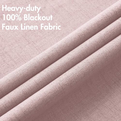 Image of MIULEE Linen Texture Curtains for Bedroom Solid 100% Blackout Thermal Insulated Pink Curtains Grommet Room Darkening Curtains /Draperies for Living Room 52x84 Inch (2 Panels)