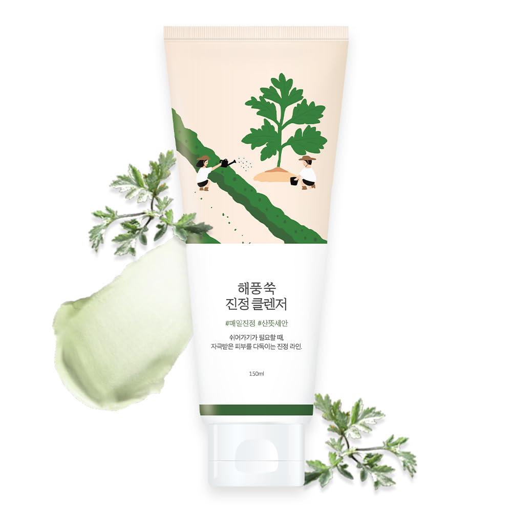 ROUND LAB Mugwort Calming Cleanser / Soothing Low pH Moisturizing Cream Type Cleanser 5.27 fl oz (1 Pack)