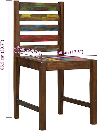 Miniatura 2 de Sillas de comedor vintage de madera maciza recuperada, paquete de 2 muebles de cocina hechos a mano con acabado de madera de barco, estilo antiguo