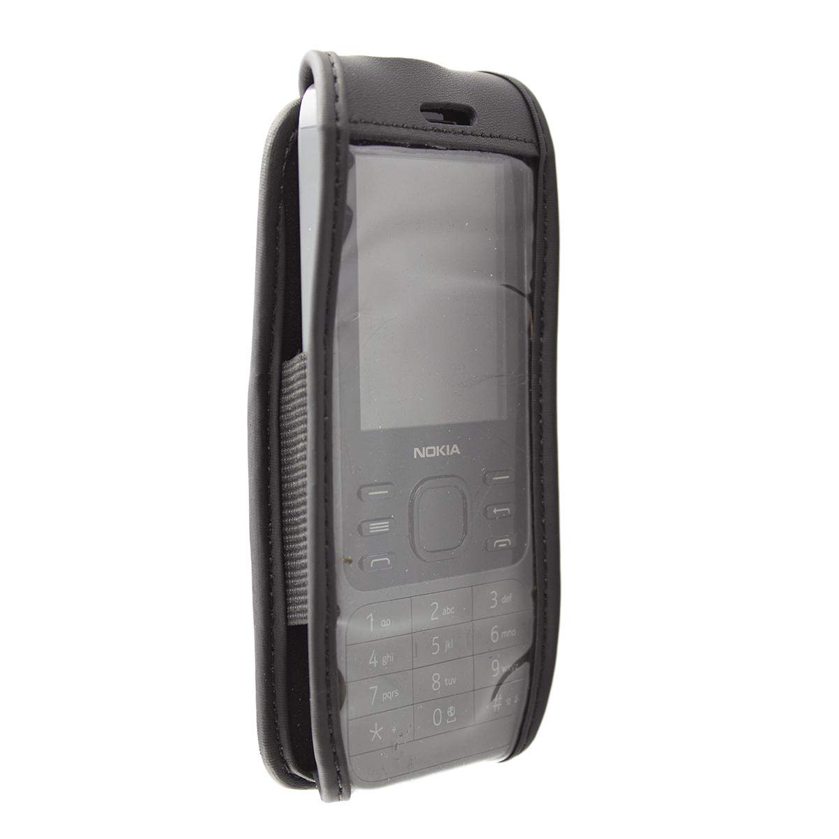 Borsa In Vera Pelle Con Clip Da Cintura Per Nokia 3720 - Caseroxx, Finestra Trasparente, Nero