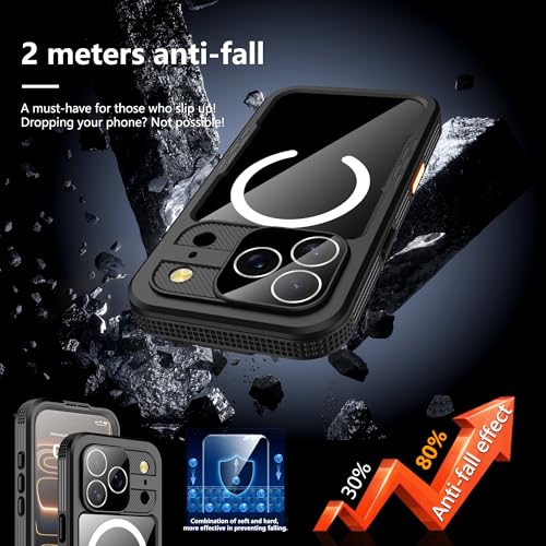GOLDJU Magnetic for iPhone 17 Pro Case, Waterproof, Black - image 2