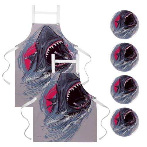 Tabliers de cuisine anti-taches lot de 2 tablier de serveuse ajustable avec poches