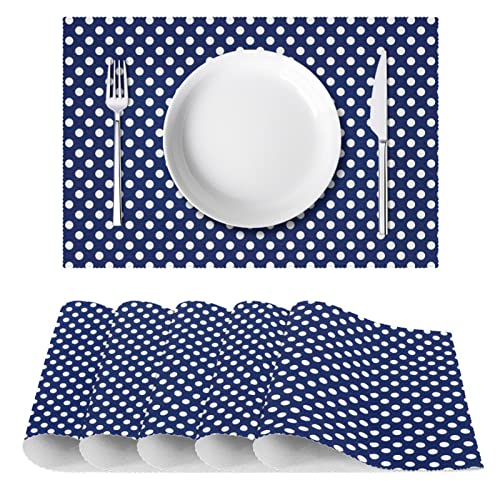 Set de table bleu à pois pour grand dîner en famille et décoration de table de cuisine conviviale - 3