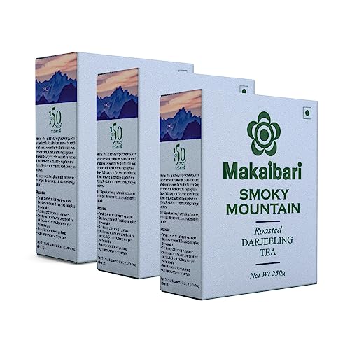 Image of Makaibari Smoky Mountain, Roasted Darjeeling Loose-Leaf Black Tea, 250 Grams Whole Leaf Tea (Pack of 3) | 100% Darjeeling Long Leaf Tea | Darjeeling Black Tea