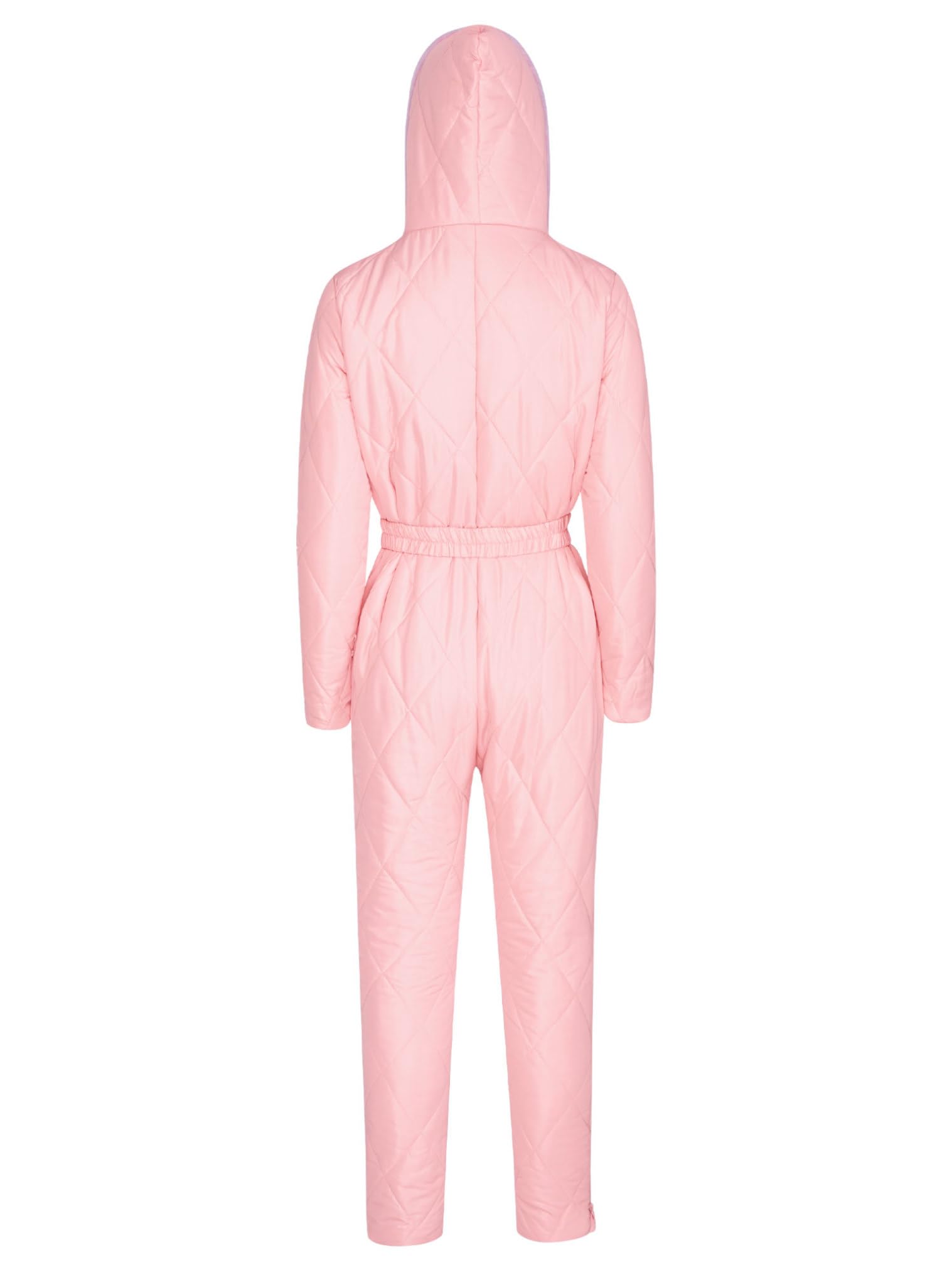 renvena Donna Tuta da Neve Isolata Impermeabile Antivento Tuta Intera Salopette da Neve Overall Jumpsuit con Cappuccio e Guanti Completo da Sci Snowsuit Rosa XXL