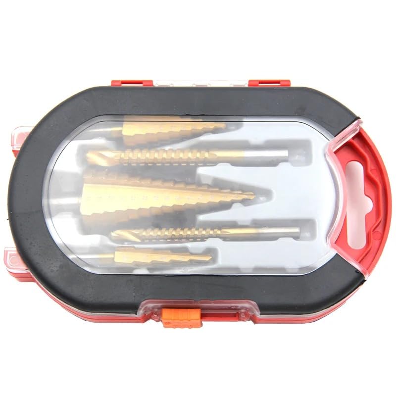 Lagnlnaoy 4-12/4-20/4-32mm Triangular Handle Straight Groove Ladder Drill 3/6/8 Saw Drill 6pc Hole Punching Worker Assembly Set