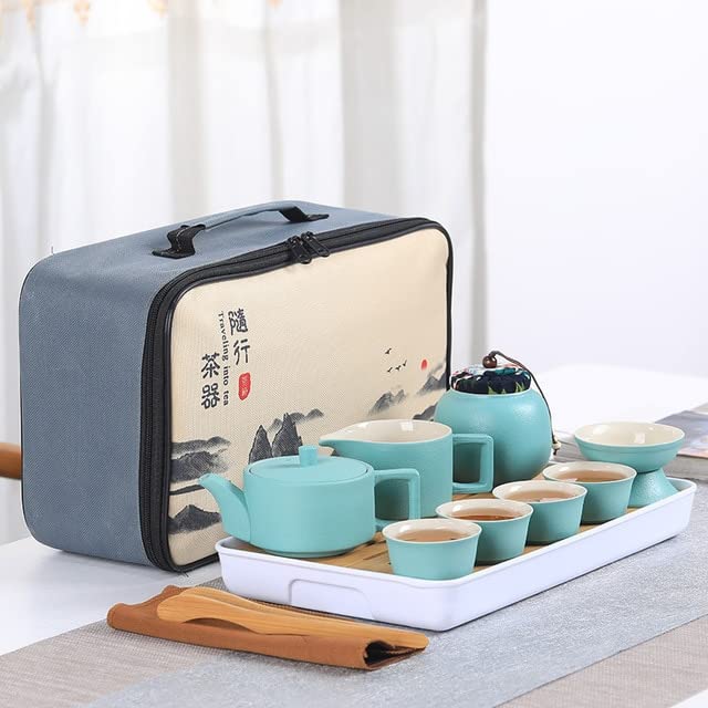 Przenośny ceramiczny zestaw do herbaty chińska herbata kung fu czajniczek podróżny na zewnątrz herbata filiżanka do herbaty z torbą kubek do herbaty ceremonia herbaty kubki na prezent