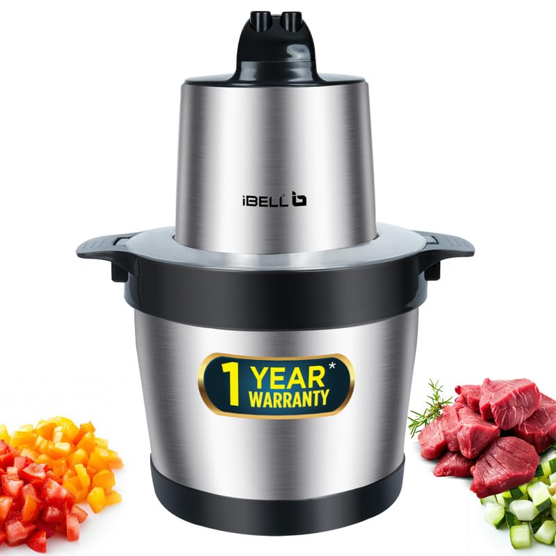 iBELL MT600SM Meat Chopper/Grinder/Mincer, 6 Litre Stainless Steel Bowl, 1800W, Multi Purpose for Cutting Slicing Meat, Vegetables, Nuts & Fruits (Silver)