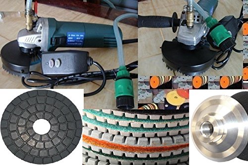 Wet Polisher Grinder Variable Speed 3 Extra Carbon Brush 4" Diamond Polishing Pad Glaze Buff 15+1 Pieces for granite marble concrete travertine stone counter top tile floor dicount best offer