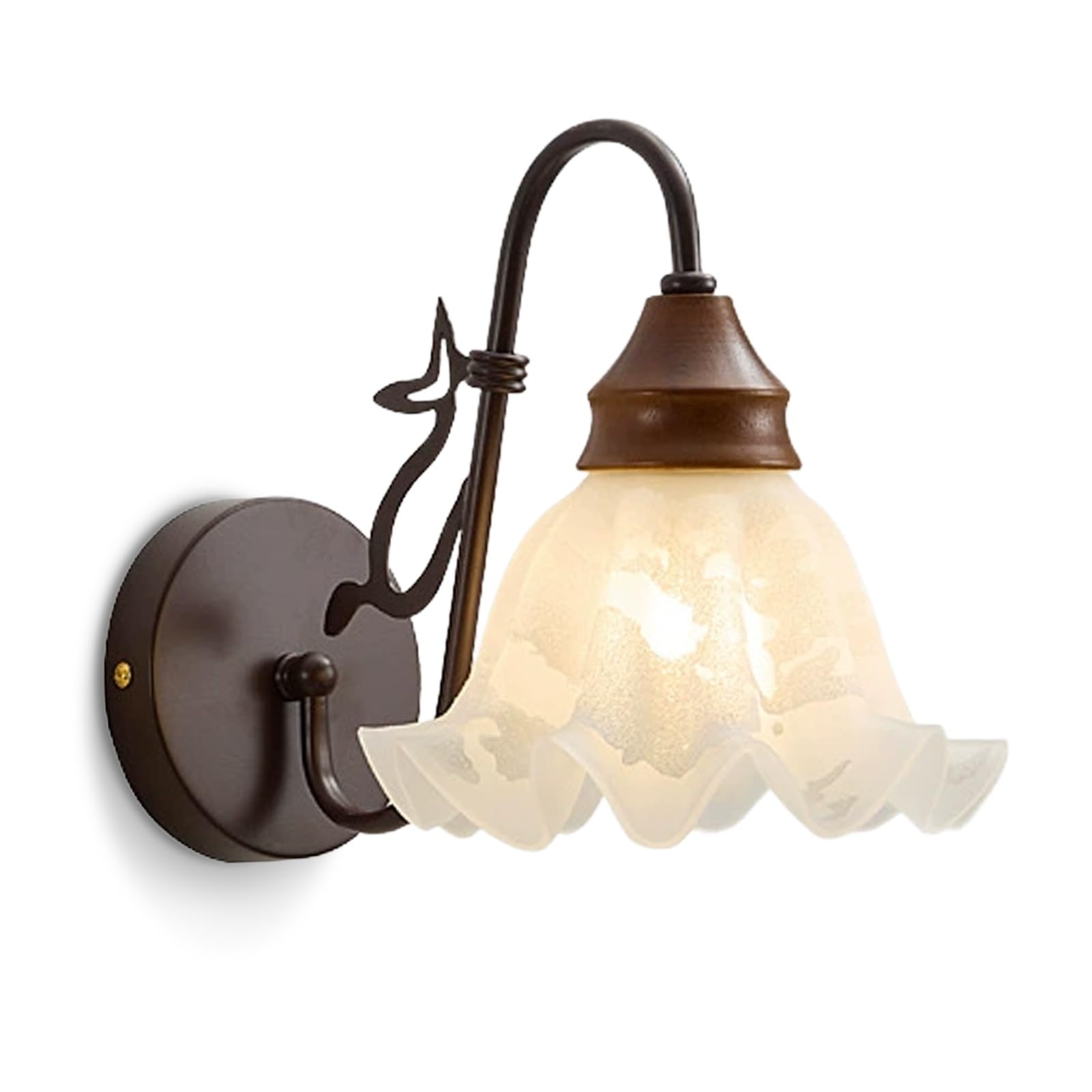 SXWNBIFH 1-Light Wall Sconce, Modern Wall Light Fixtures with Flower Glass Lamp Shade, Black Bathroom Vanity Light, Hardwired Vanity Wall Lamps for Bathroom, Bedroom, Living Room, Stairs, Hallway