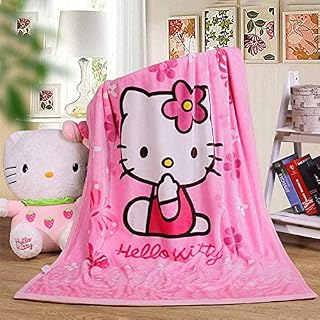 Hello Kitty Blanket Cartoon Print Fluffy Fleece Blanket for Children, Girls and Adults All Seasons Flannel Fleece Blanket, Sherpa Soft and Malleable Plush Blankets (Pink)
