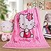 Hello Kitty Decke Cartoon Druck Flauschige Fleecedecke für Kinder, Mädchen und Erwachsene All Seasons Flanell Fleecedecke, Sherpa Weiche und formbare Plüschdecken (Rosa)