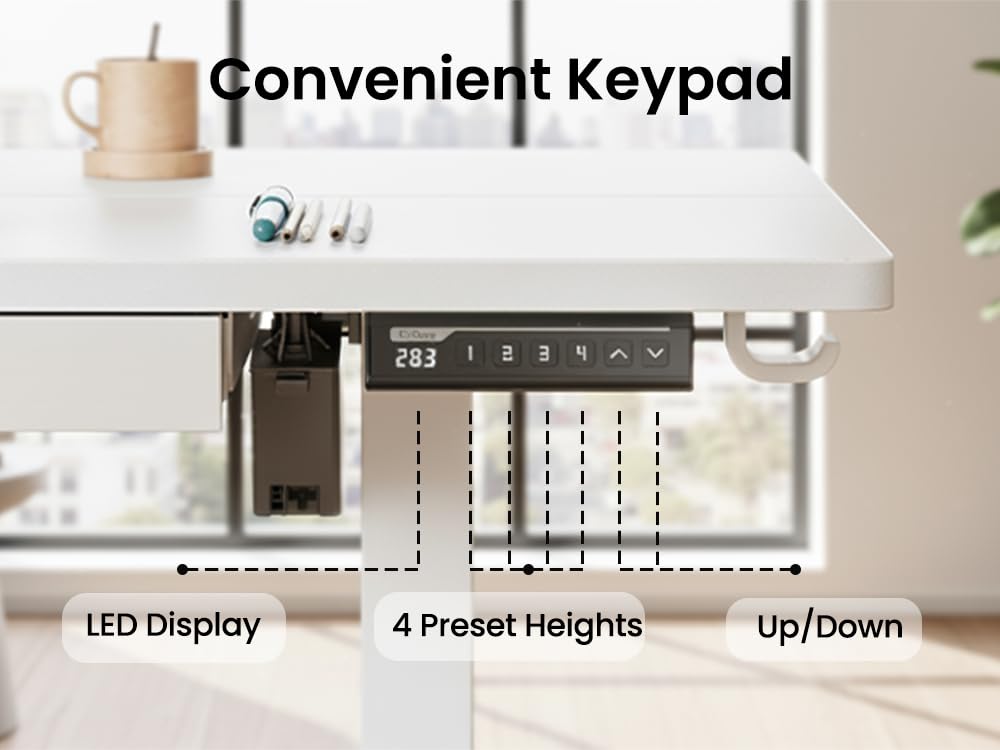 ErGear 44 inch Electric Standing Desk with Drawers Adjustable Height with Storgear 4 Memory Height Settings Sit Stand — view 8