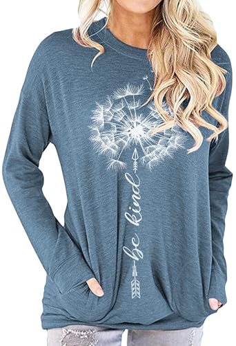 Hount Womens Casual Loose Fit Shirts Long Sleeve Comfy T-Shirts Pullover Sweatshirts With Pockets2