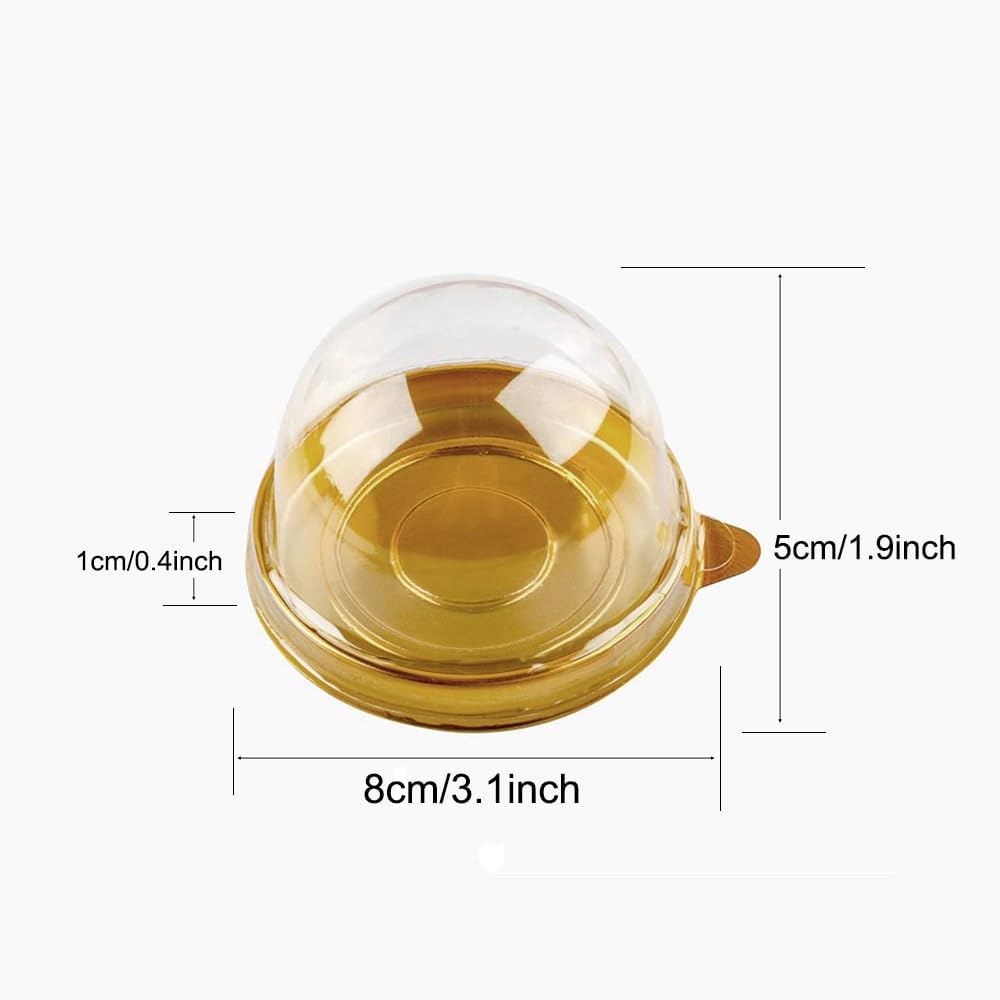Clear Plastic Cake Boxes, Round Cupcake Holders, Mini Dessert Packaging with Lids for Cupcakes, Macarons, Muffins Baking Gifts (50 Pack)