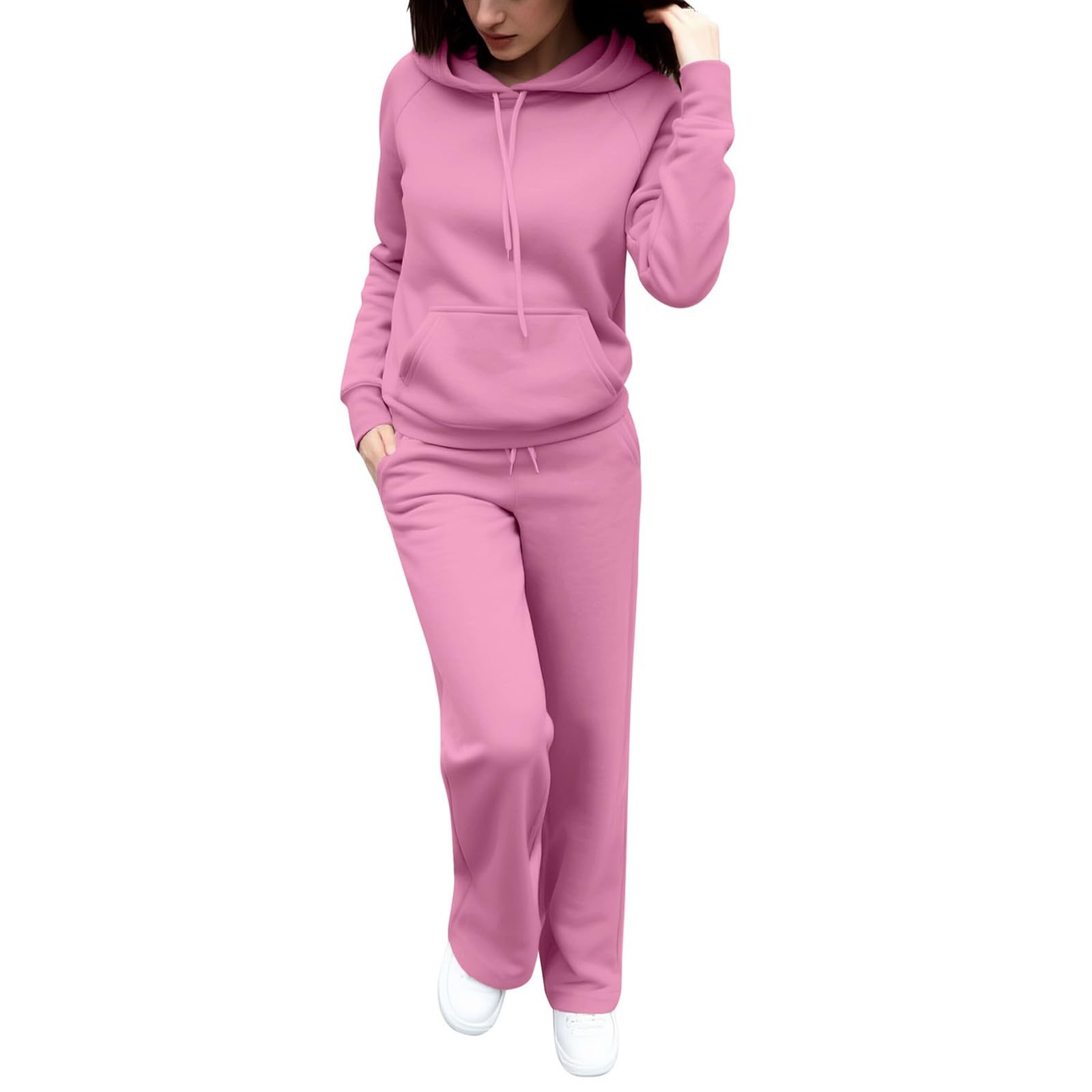 Chándal para mujer, conjunto holgado con bolsillos con cordón, dos piezas