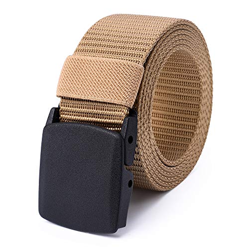 Mile High Life Cinturón de red de nylon Cinturón militar exterior Hebilla plástica segura TSA (Caqui)