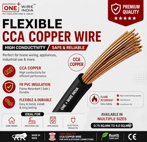 Image of 90m PVC Copper Electrical Wire (Pack of 2), Black, 4.0 mm