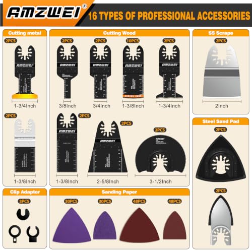 AMZWEI 190-Piece Oscillating Tool Accessory Kit