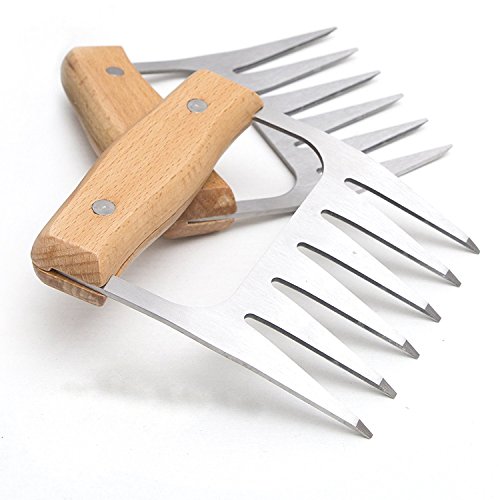 HJJH Máquina De Madera De La Carne De La Manija del Acero Inoxidable, Tallando La Comida, Tajando Y Tallando La Comida con La Manija De Madera, Pata De Oso De Carne Picada Fácil De Limpiar