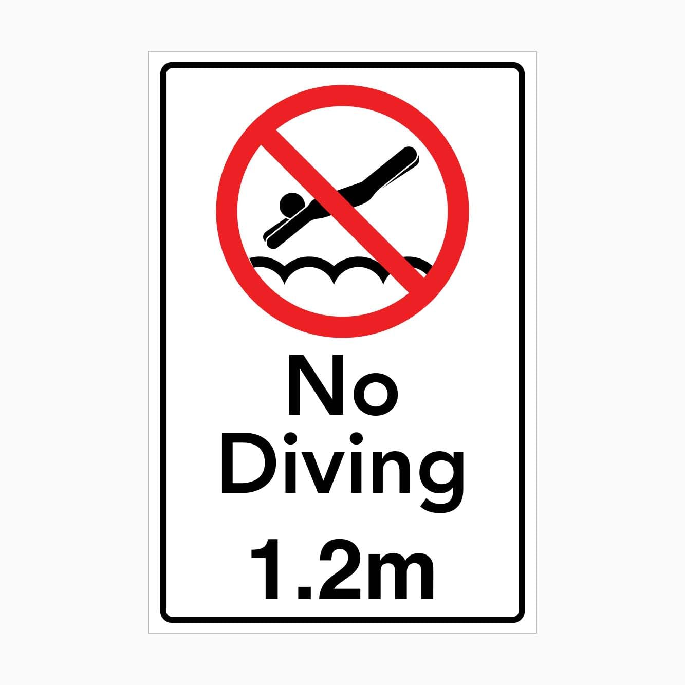 NO DIVING 1.2m Sign Prohibition Metal Tin Sign 8 x 12 inch for Industrial & Commercial Series