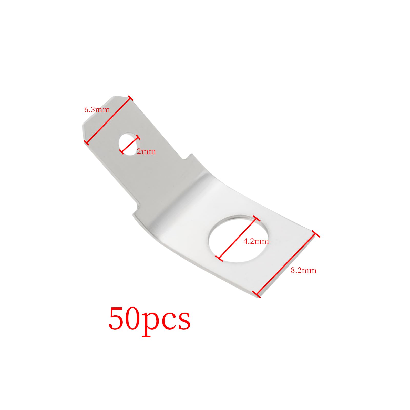 The Lord of the Tools 50Pcs 6.3mm M4 Male Spade Blade Connector Brass Non-Insulated 135 Degree Angle Crimp Terminals Connectors for Boat Automotive Home Electrical Connections (Silver) - Image 4