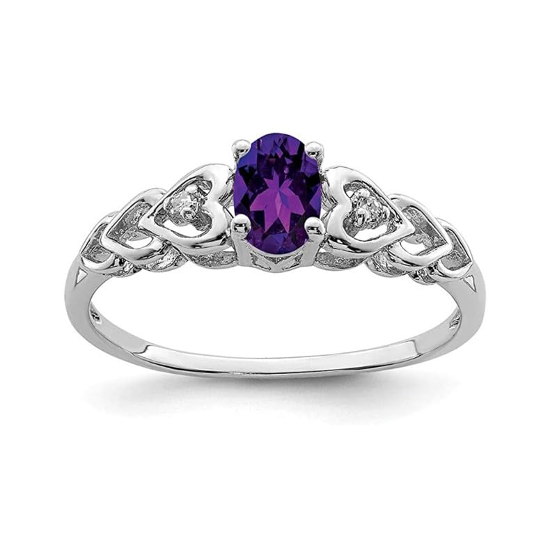 Bague de fiançailles ovale améthyste en argent 925 empilable