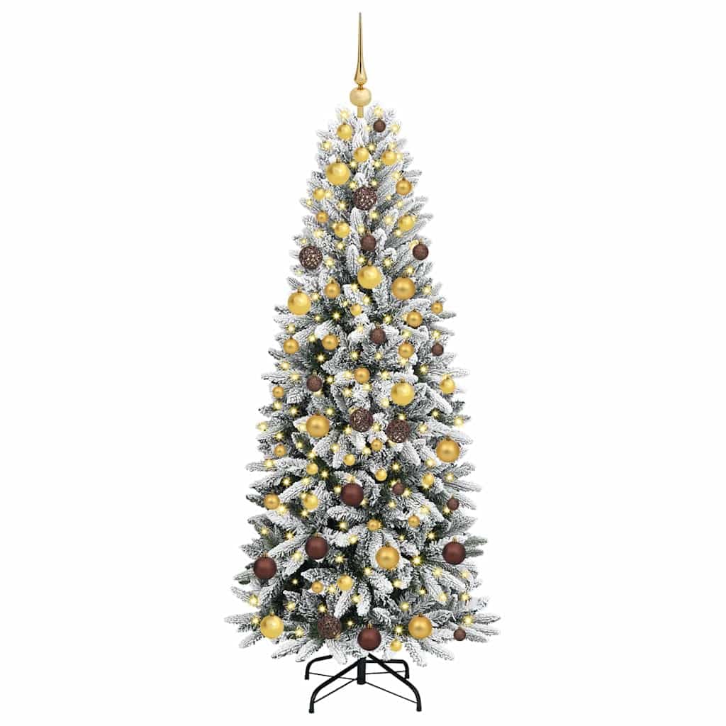 Künstlicher Weihnachtsbaum, weiß, 180 cm | Konische Zweige mit Gelenken, warme LED-Lichter, PVC und Stahl, für Innen und Außen