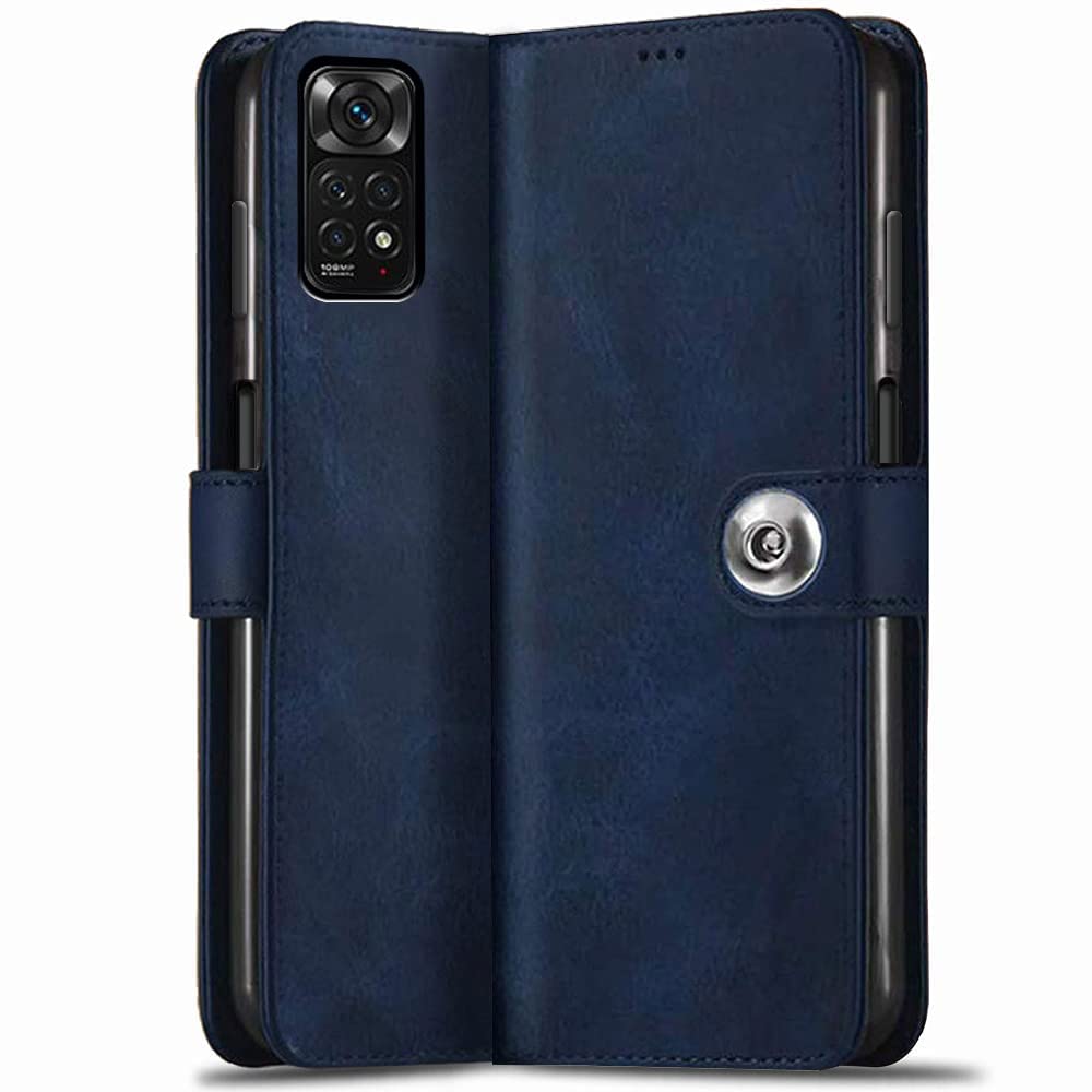 TheGiftKart Flip Back Cover Case for Redmi Note 11 / Note 11s | Genuine Leather Finish | Designer Button | Inbuilt Pockets & Stand | Flip Cover for Redmi Note 11 / Note 11s (Blue) (B09S6RS7RJ) Amazon Price History, Amazon Price Tracker