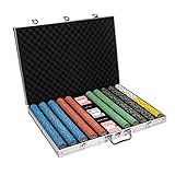 Brybelly 1,000 Ct Nevada Jack Poker Set - 10g Casino Grade Ceramic Chips with Aluminum Case, Playing Cards, & Dealer Button