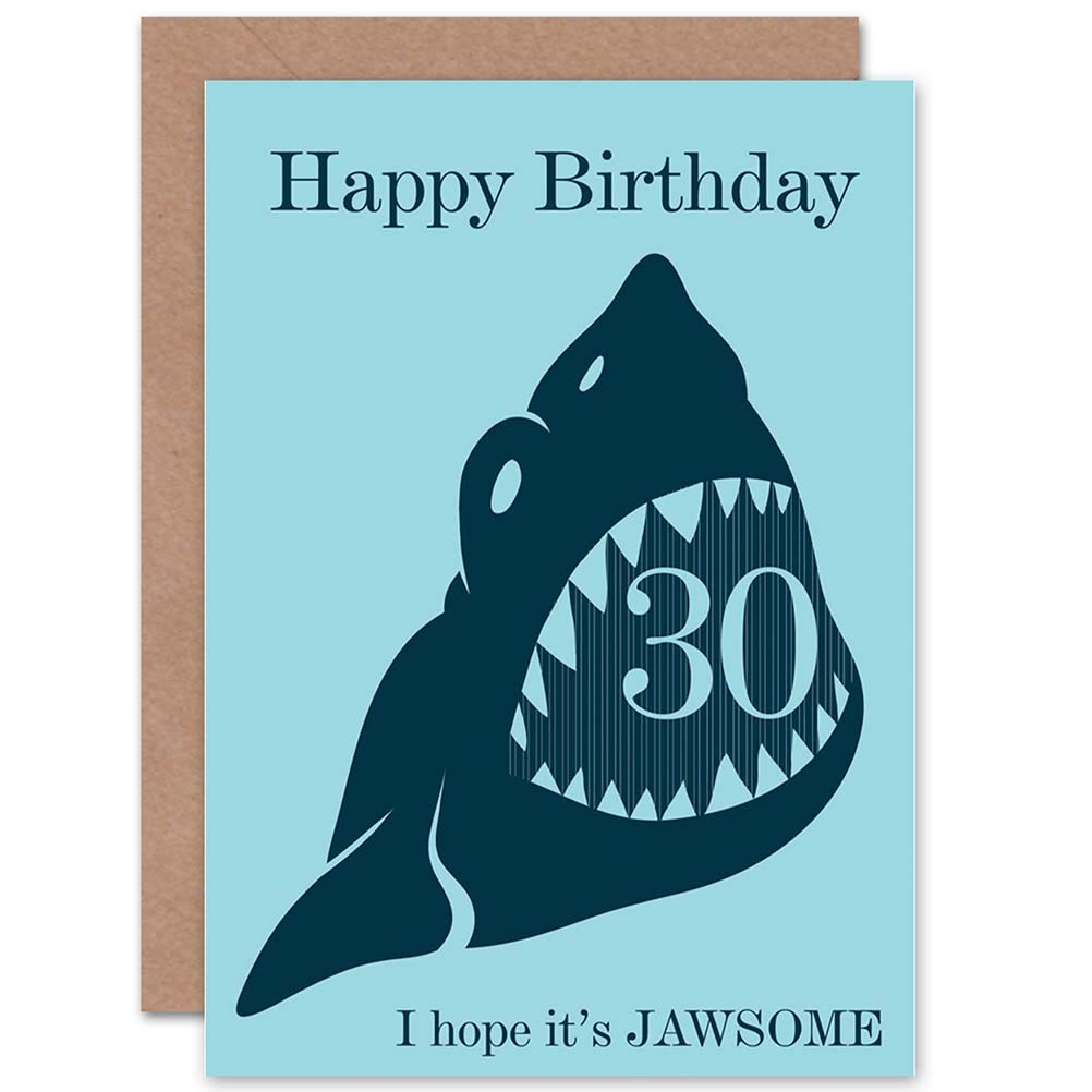 Wee Blue Coo BIRTHDAY HAPPY 30TH THIRTIETH SHARK ART GREETINGS GREETING CARD GIFT