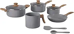 Jogo de Panelas Brinox Easy Gris Antiaderente Com Indução, 7 Peças, 4890/103