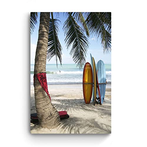 Startonight Canvas Wall Art - Surf Bali, Indonesia, Beach Sand Picture Surfing Boards Photo For Living Room Large Framed 32 X 48 Inches #TOP2