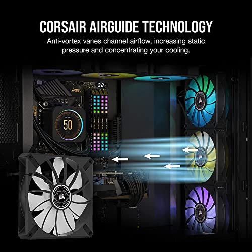 Image of CORSAIR ML140 RGB Elite, 140mm Magnetic Levitation RGB Fan with AirGuide, Single Pack