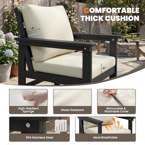 Image of UDPATIO 6 Pieces Patio Furniture Sets HDPE Outdoor Furnitue Modular Sofa Set with Cushion All Weather Conversation Set for Deck Yard Garden Poolside