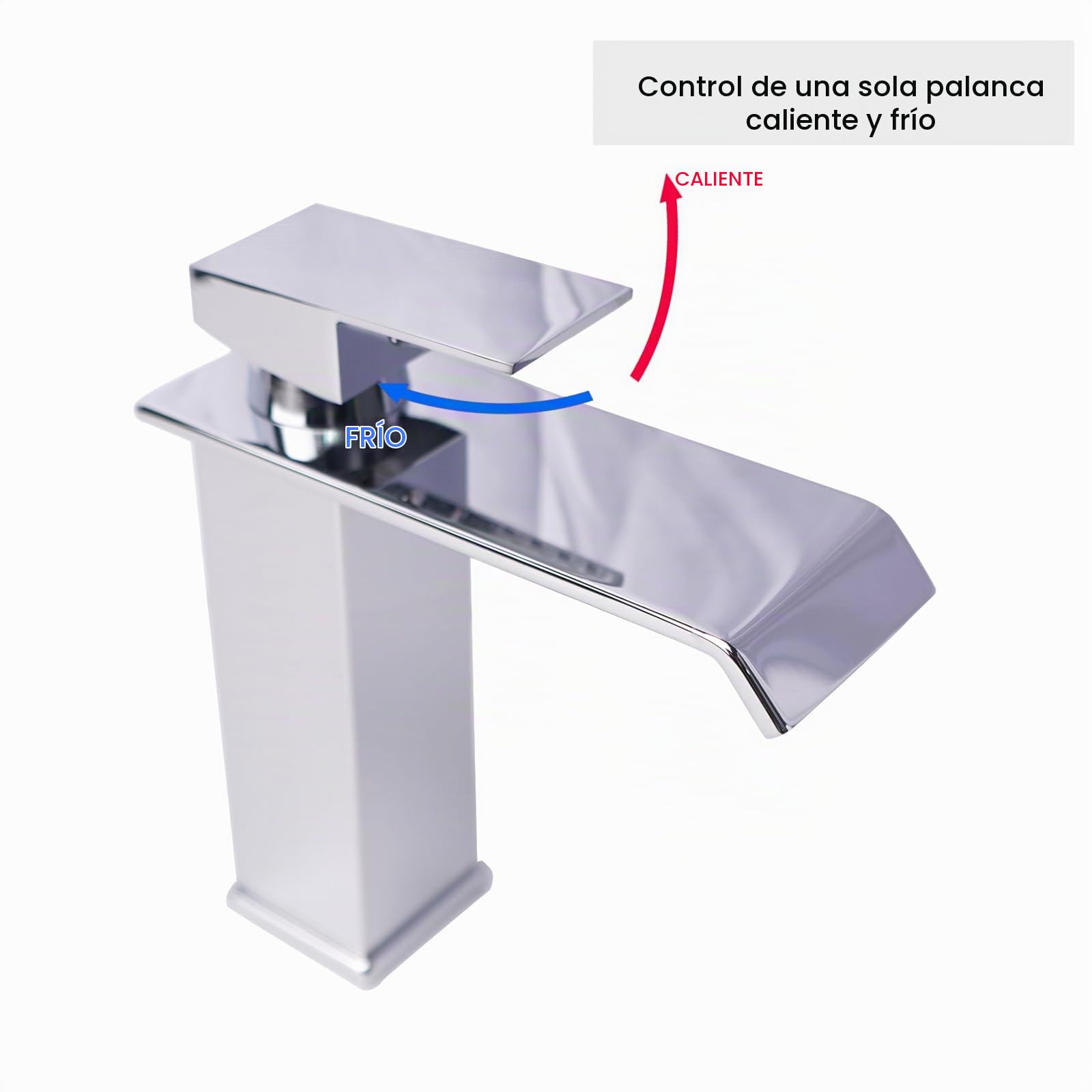 Grifo Lavabo de Cascada en Acero Inoxidable Plateado | Grifos para Lavabos con Cartuchos Cerámicos Grifo Lavabo Cascada Ahorro de Energía Grifos Monomando de Doble Mando Frío-Calor
