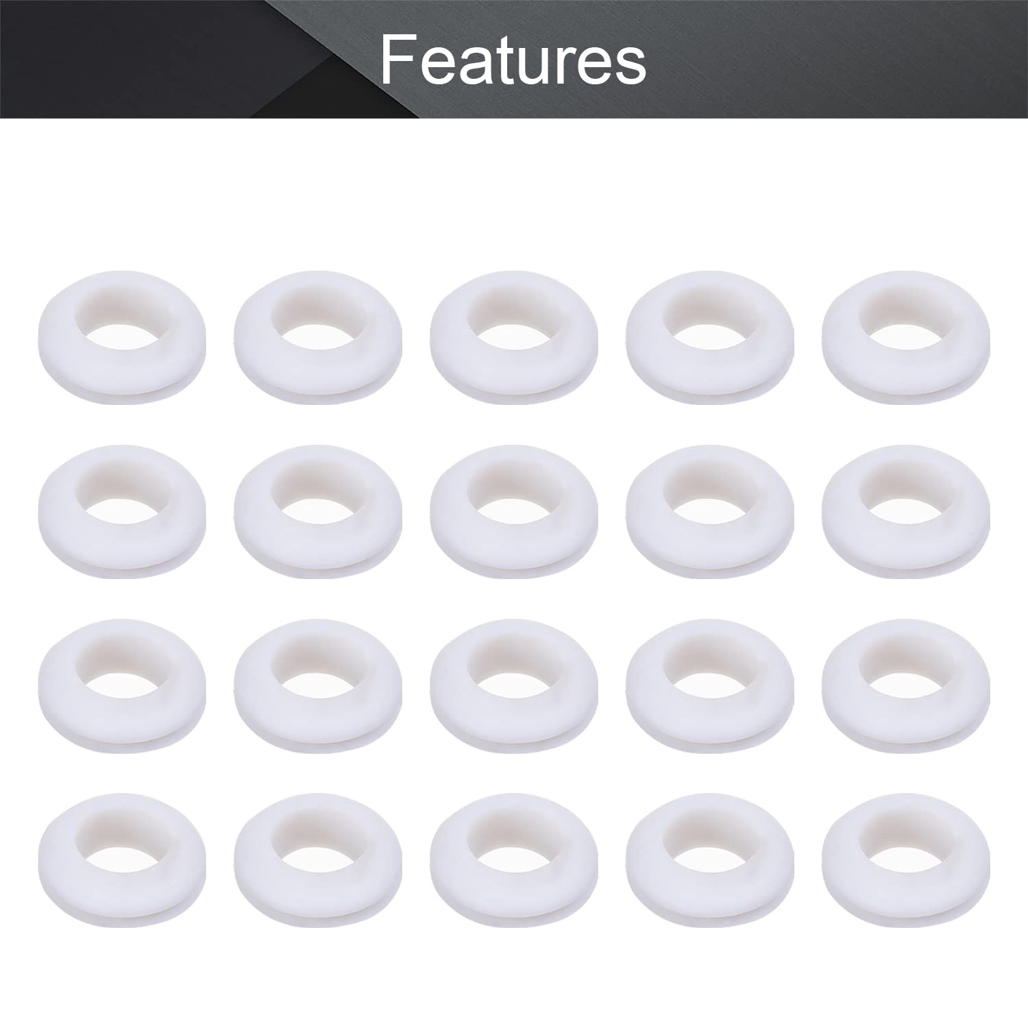 Fielect Rubber Grommet 500Pcs 14mm Inner Dia Oil Resistant Armature Rubber Grommets for Wiring Cable White