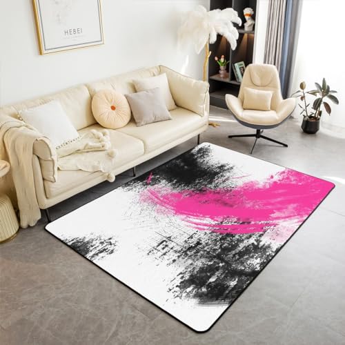 Feelyou Hot Pink White Black Living Room Rugs Area Rug