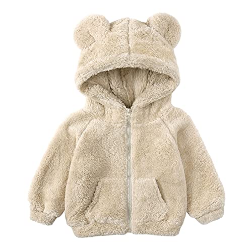 Toddler Girls Full Zip Up Hooded Jacket Coat Winter Bear Ear Long Sleeve Thick Coats 1 to 7 Years for Boys Girls