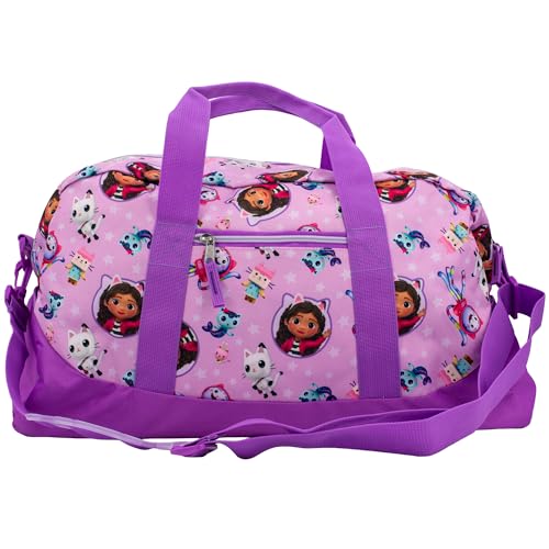 Gabby's Dollhouse Duffle Bag, 16 inch Travel Sleepover Weekender Bag for Girls, Purple Dance Bag