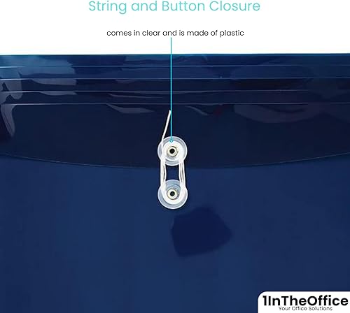 Miniatura 4 de 1InTheOffice Sobres de polietileno con botón y cierre de cuerda, cartera expandible, tamaño legal, colores surtidos, paquete de 5